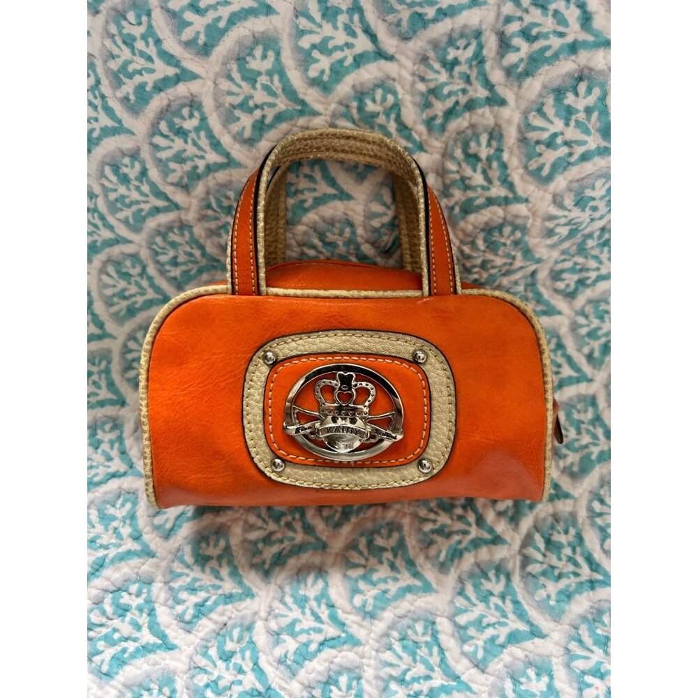 Kathy Van Zeeland Mini Satchel – Orange Y2K Crown Logo Bag